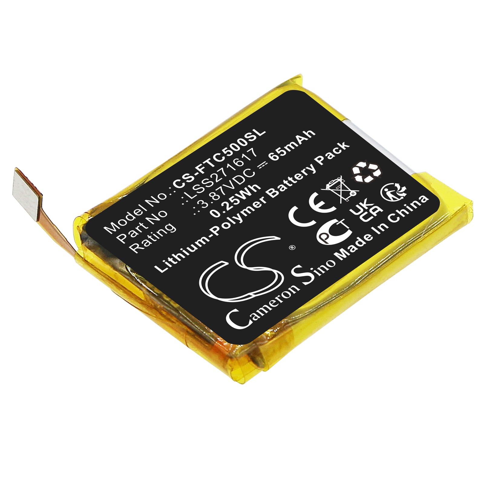 65mAh Replacement Battery for Fitbit Charge 5 - 3.87V Li-Polymer, LSS271617, Smartwatch Repair Part
