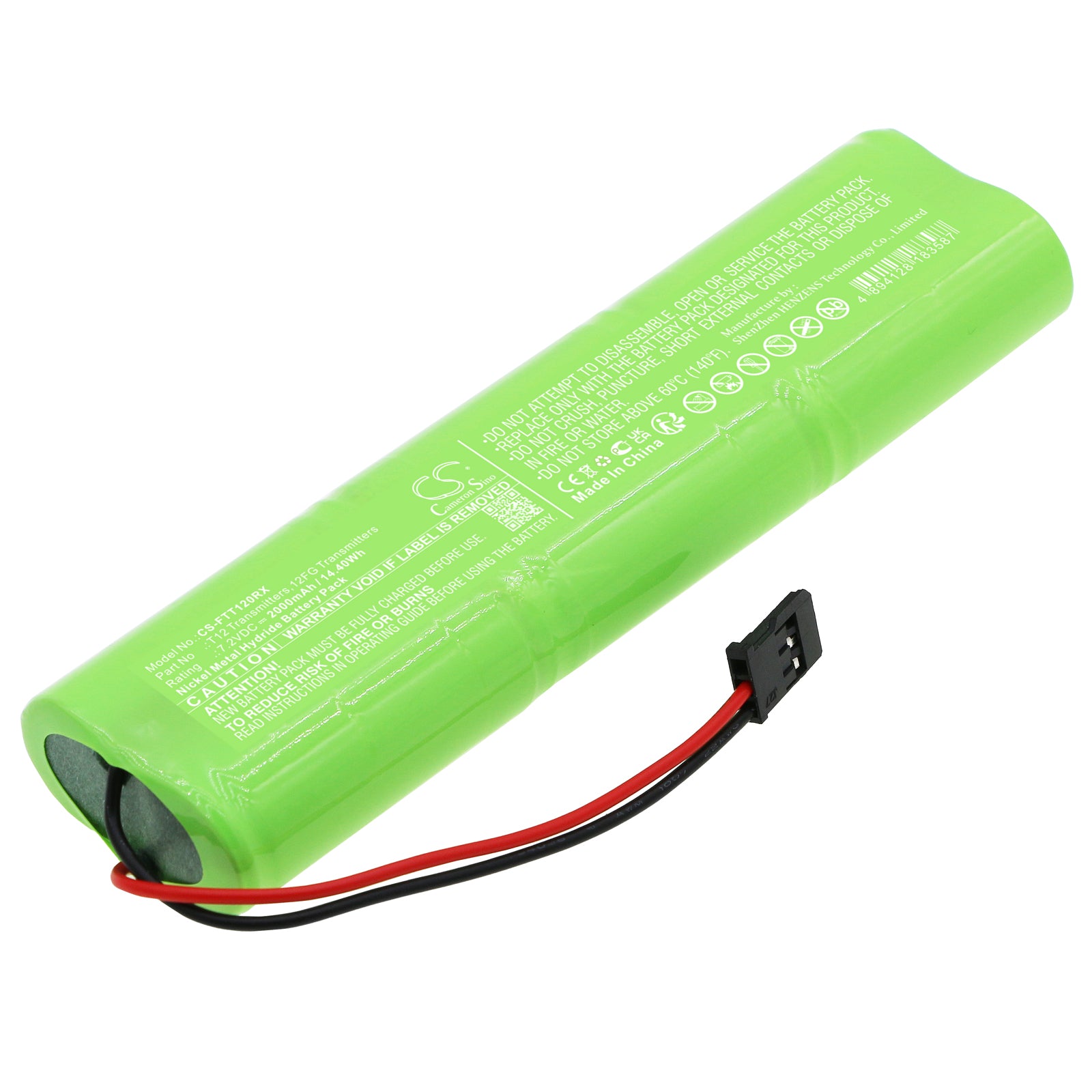 2000mAh 7.2V Ni-MH Transmitter Battery - Futaba T12, T8FG, 8FG Super, 12FG Remotes - High Capacity Power (128.8x33.6x17mm)
