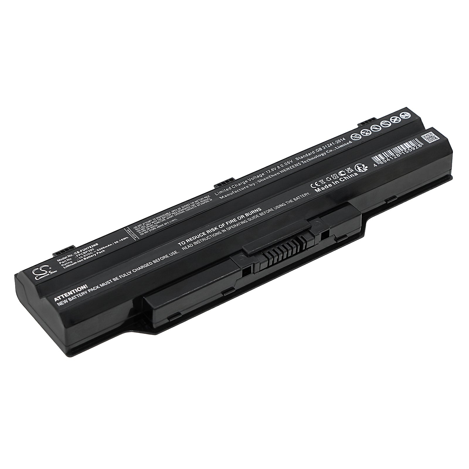 5200mAh Replacement Battery for Fujitsu LifeBook SH782, FPCBP390, 10.8V 56.16Wh Li-ion Laptop Battery

