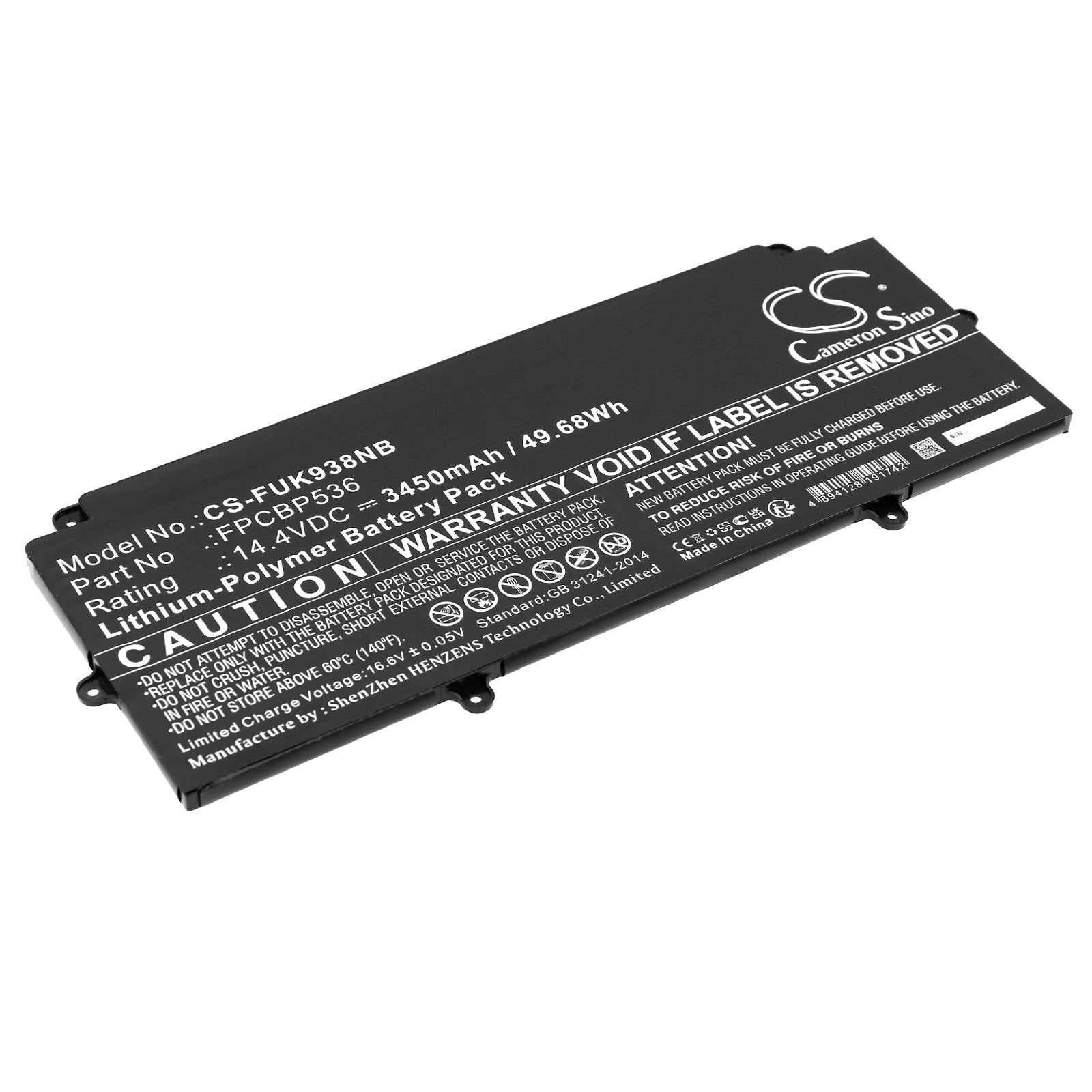 Fujitsu LifeBook U937 U938 U939 U9310X U9311X Battery - 14.4V 3450mAh Li-Polymer Laptop Replacement
