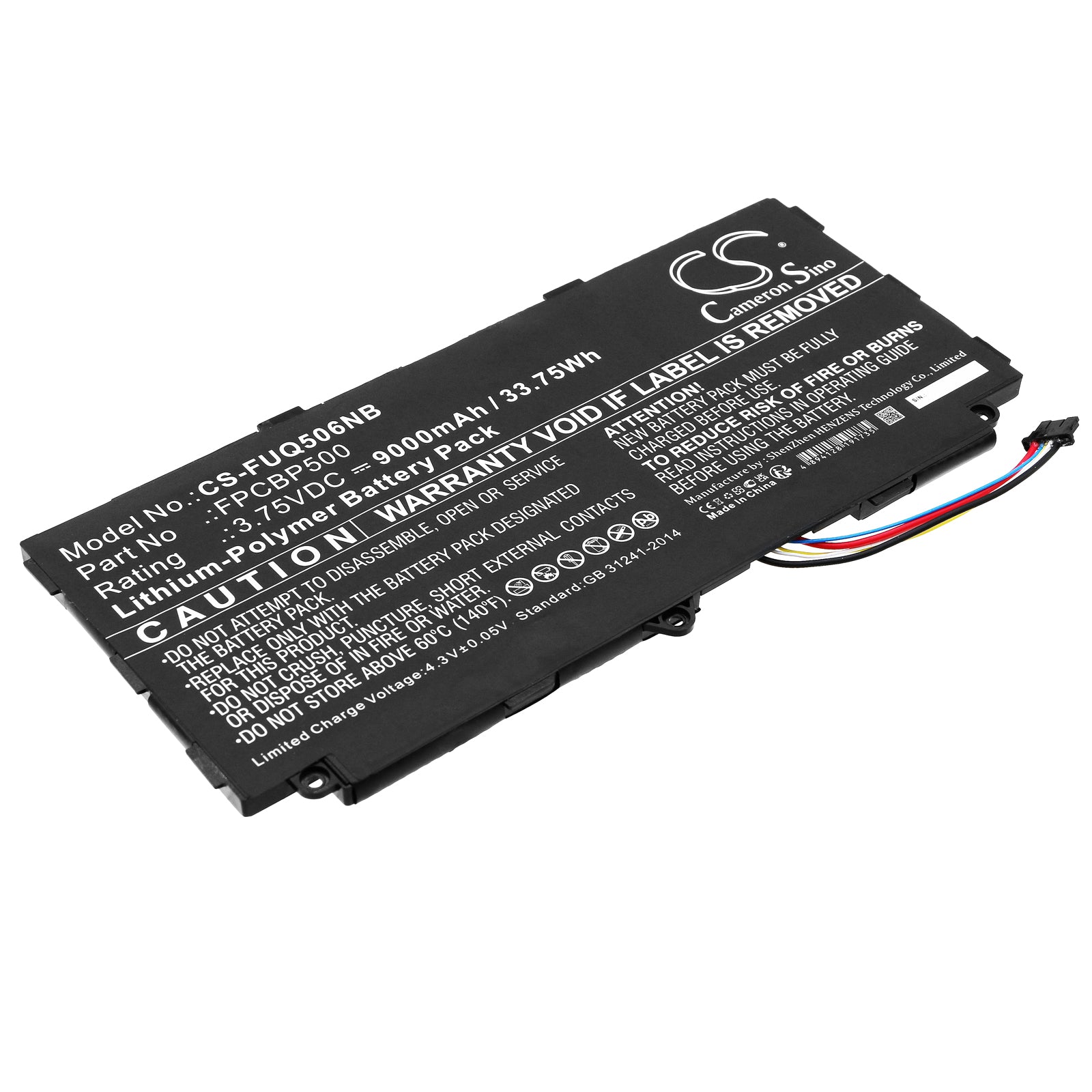 9000mAh Replacement Battery for Fujitsu Arrows Tab Q506, Q507 Notebook - FPB0327, FPCBP500, 33.75Wh
