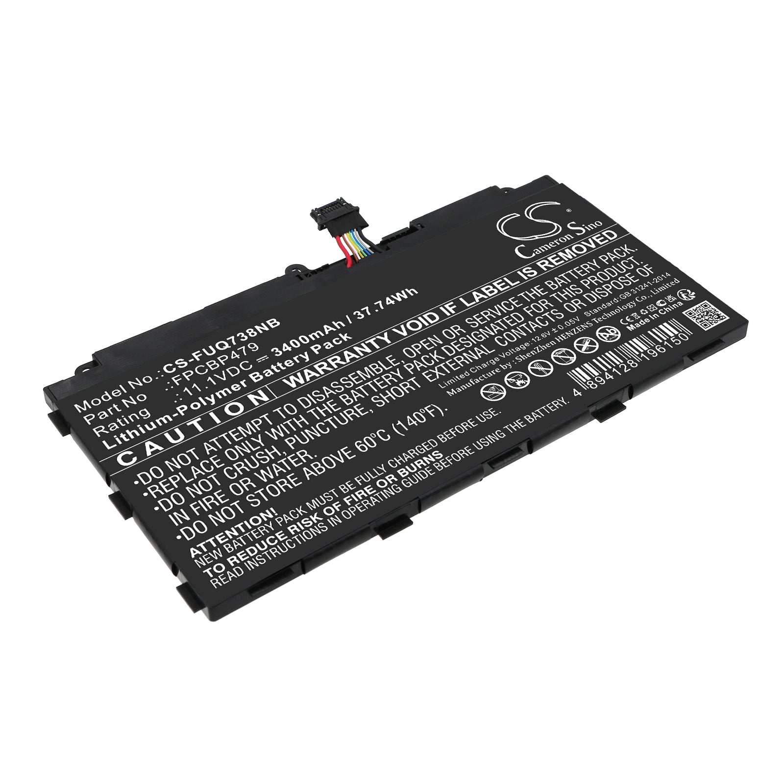 3400mAh Replacement Battery for Fujitsu Stylistic Q665, Q739, Q738, Q616 Laptops - 11.1V 37.74Wh Li-Polymer
