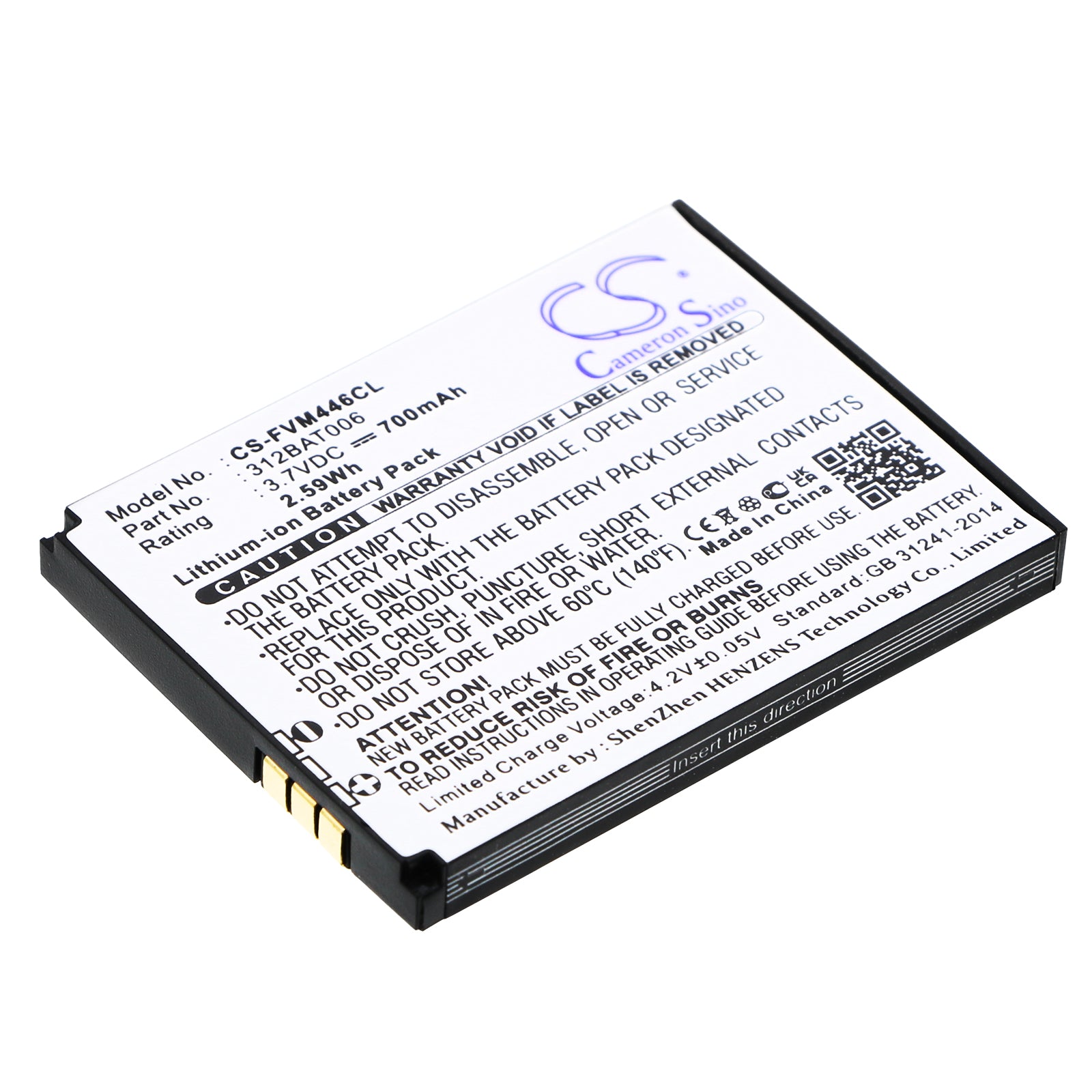 700mAh Replacement Battery for FRITZ!FON MT-F C4 M2 EM325 EM25 Cordless Phone - 3.7V Li-ion 
