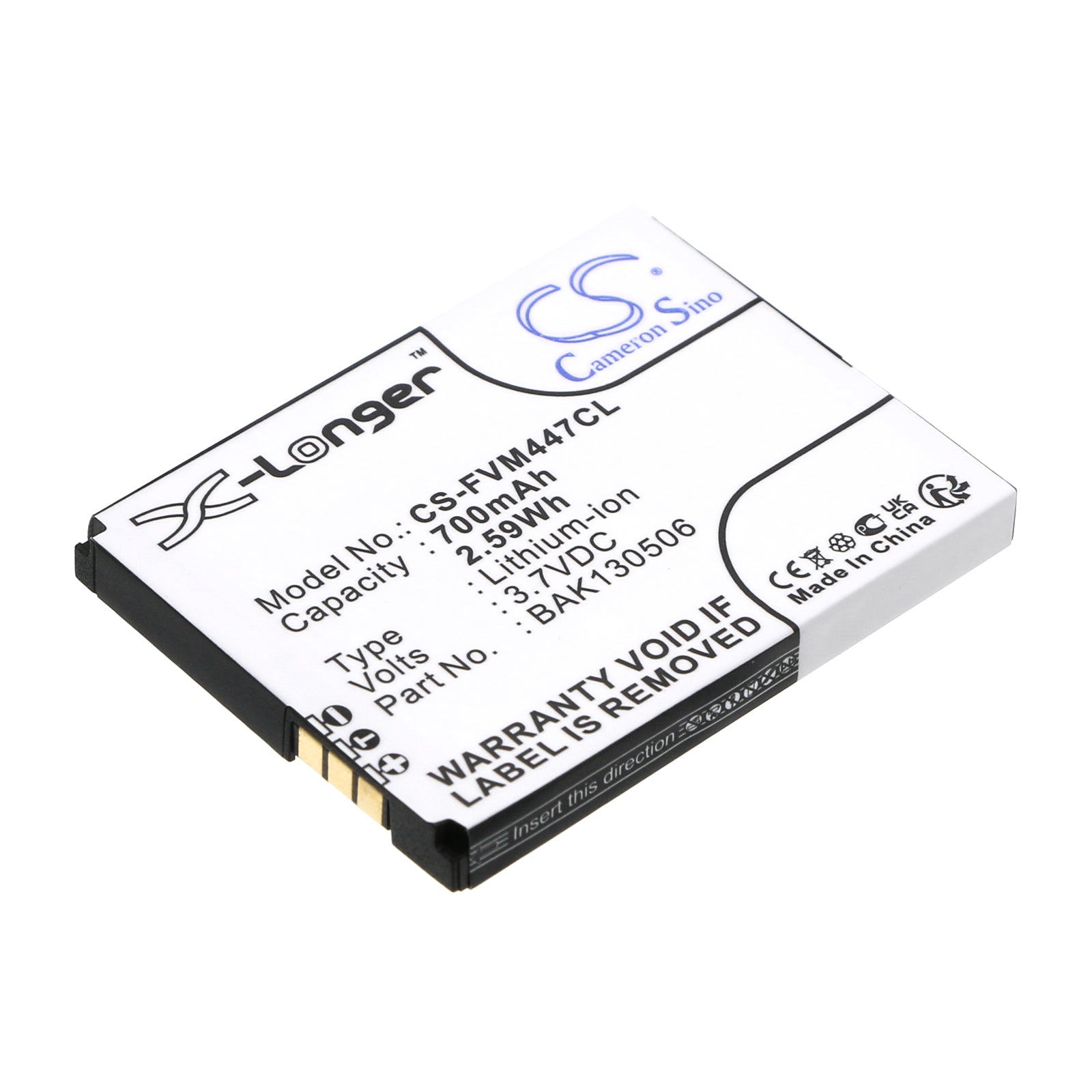 700mAh Replacement Battery for FRITZ!FON M2, C4, C5, MT-F Cordless Phones - 3.7V Li-ion (BAK130506)
