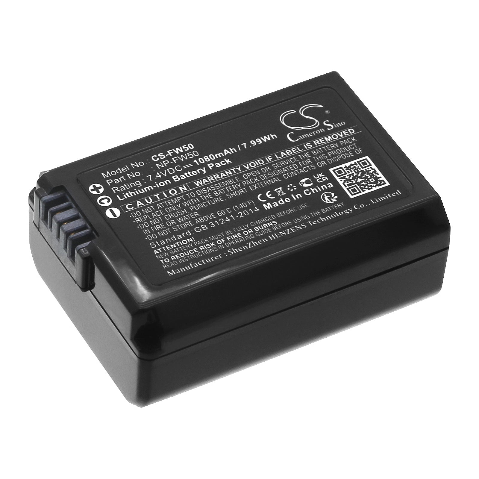 NP-FW50 Battery for Sony Alpha a6000 a7 a7S RX10 Series, 7.4V 1080mAh Li-ion, Camera Power Solution
