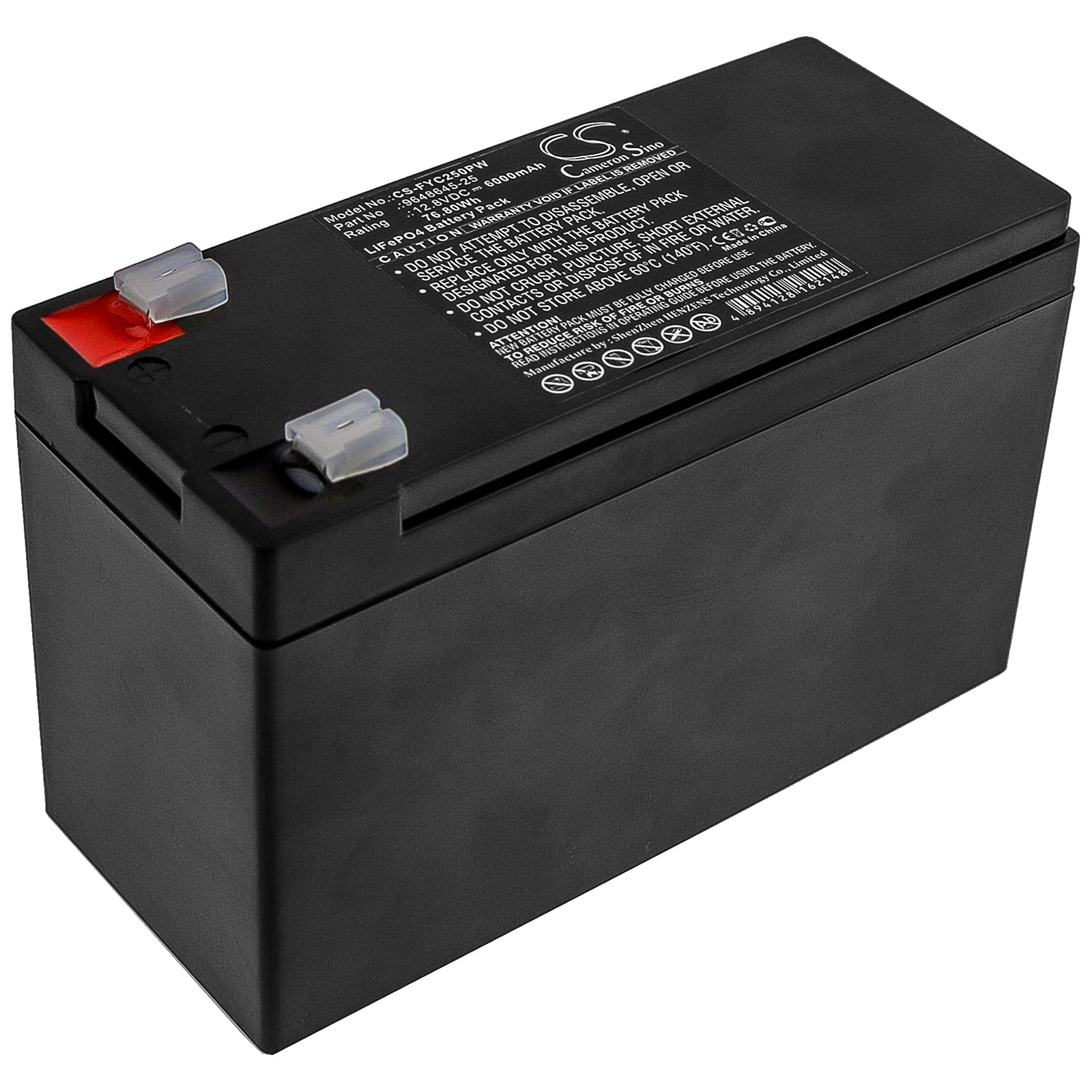 12.8V 6000mAh LiFePO4 Battery for Flymo Cordless Trimmers - CT250X, Contour CCT250 - Replaces 9648645-25 & 9648563-25
