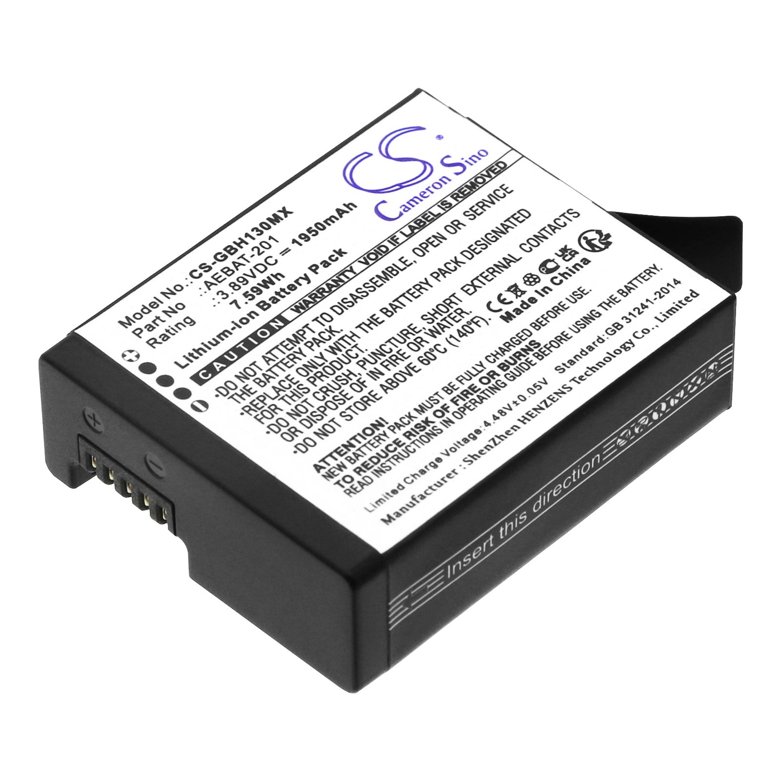 GoPro Hero 13 Replacement Battery: 1950mAh, Long-Life Lithium-ion Power (AEBAT-201, CAAGPO1912)
