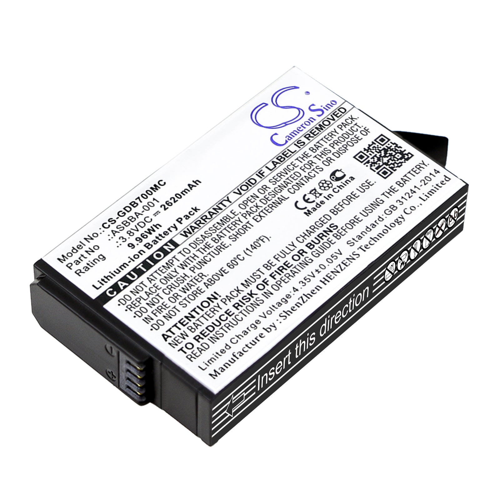GoPro Fusion 360 Camera Battery - 2620mAh Replacement Li-ion (3.8V, 9.96Wh) - ASBBA-001
