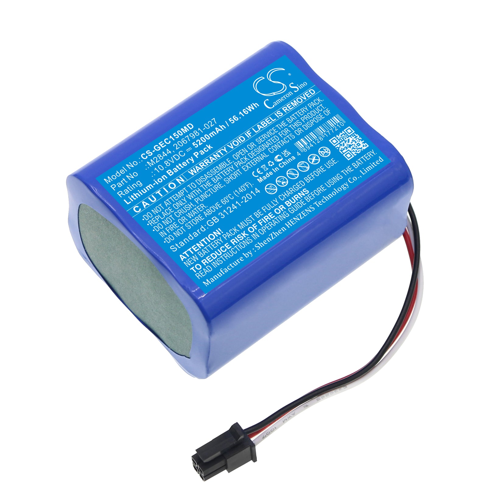 5200mAh Replacement Battery for GE Carescape Dinamap VC150 Monitor - 10.8V Li-ion Vital Sign Power
