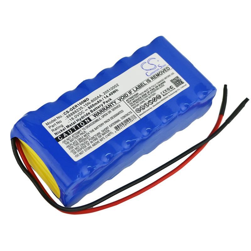 18V 800mAh Ni-MH Replacement Battery for GE Responder 1000/1100 & SCP 840/912 Medical Units
