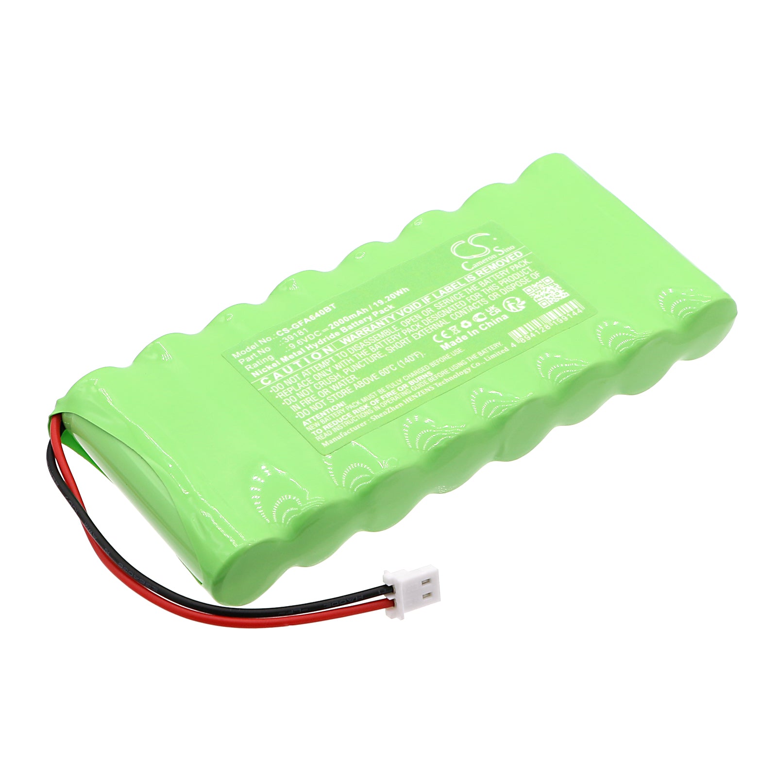 9.6V 2000mAh Ni-MH Replacement Battery - Grothe FA64 Alarm System Compatible (113.2x50.7x14.5mm)
