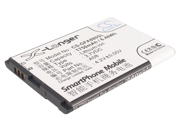 GFive A79 A86 A78 I88 Smartphone Battery: 1750mAh 3.7V Li-ion Replacement - 65x44.16x5.2mm
