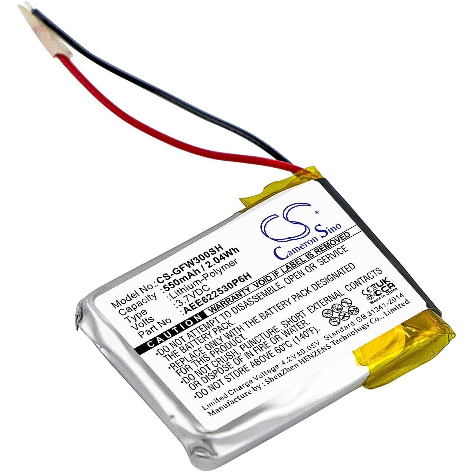 Golf Buddy WT3 GPS Watch Battery - 550mAh, 3.7V Li-Polymer Replacement Power Pack
