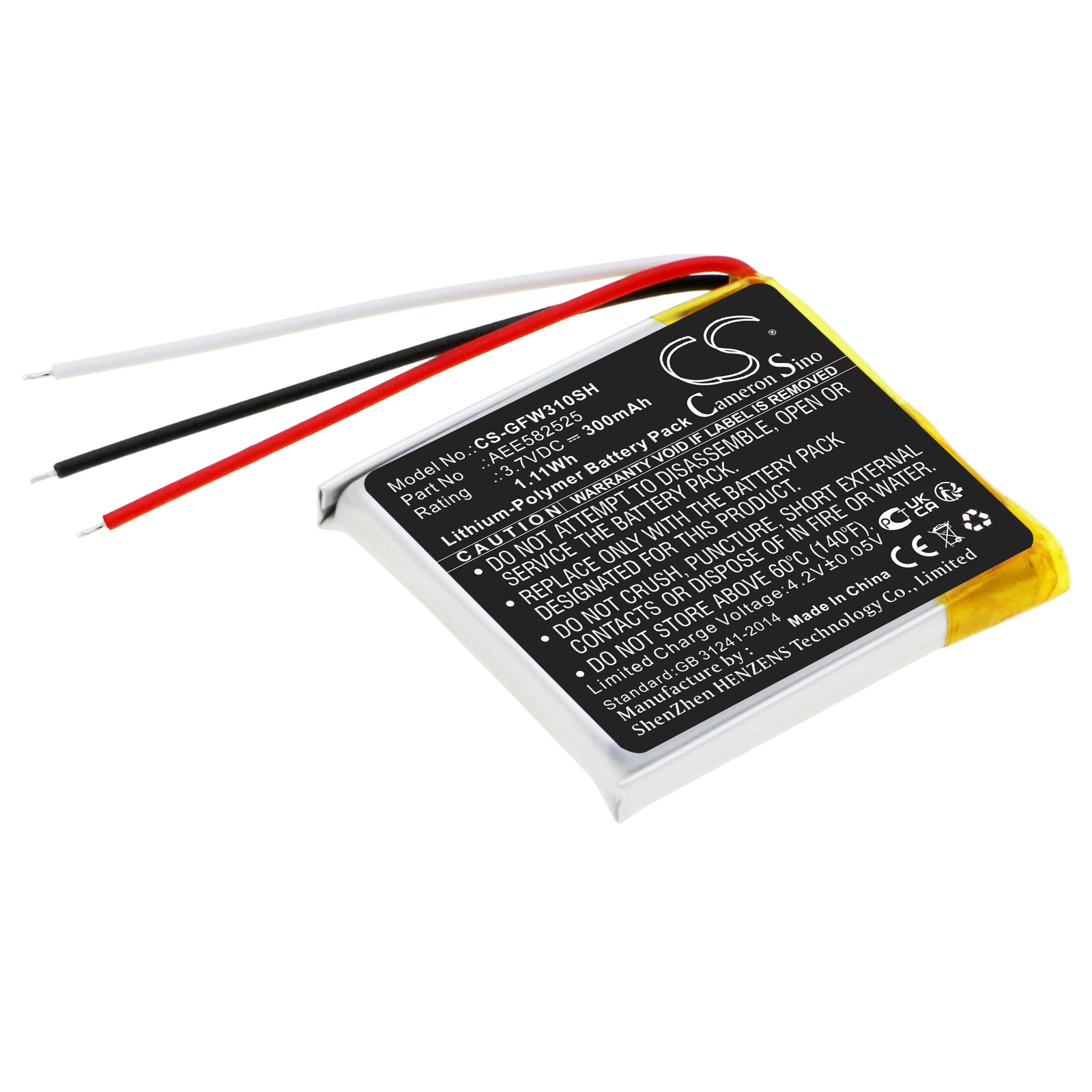 Golf Buddy WTX/WTX+ Smartwatch Battery: 300mAh, 3.7V Li-Polymer, AEE582525 Replacement - Long Lasting Power
