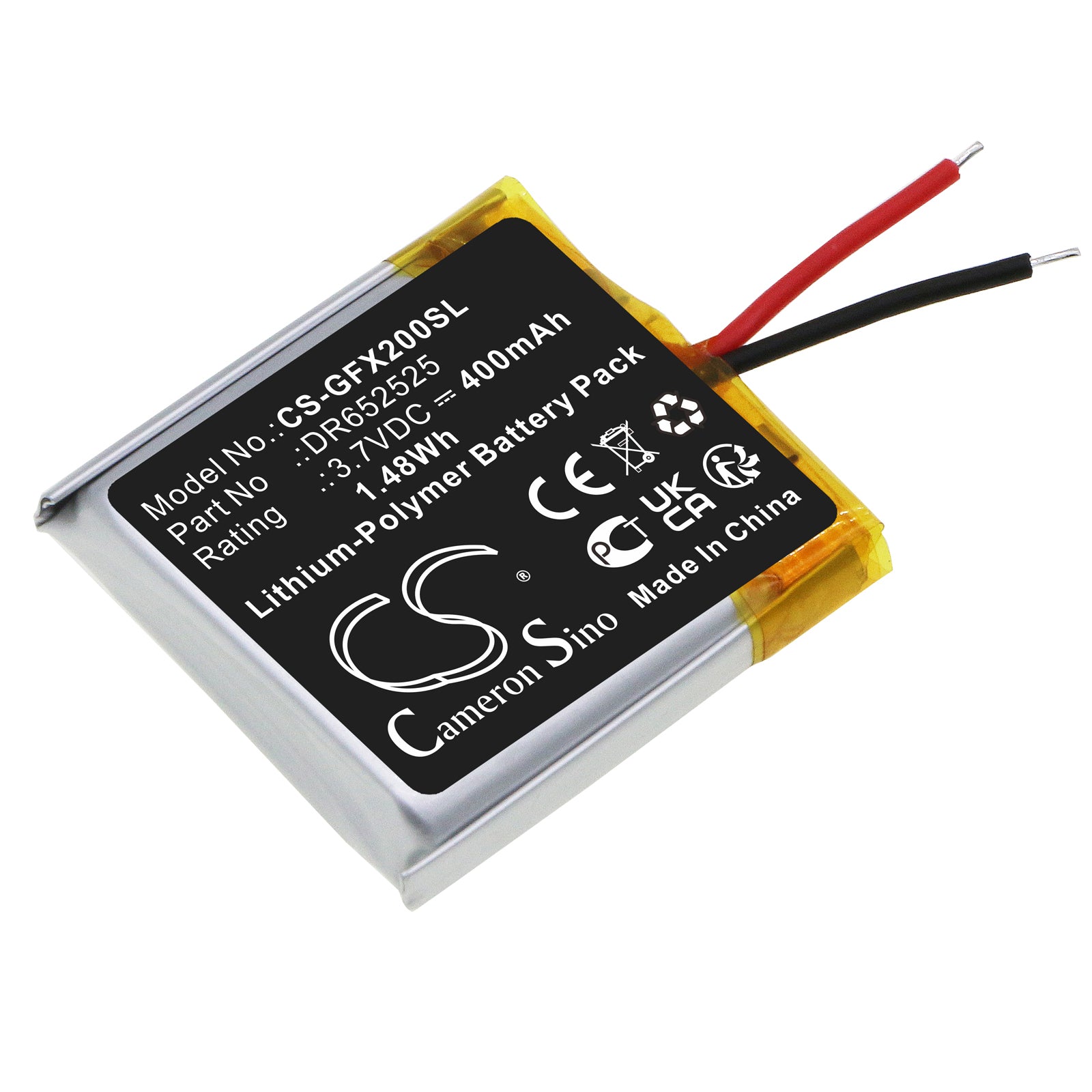 400mAh Replacement Battery for GolfBuddy Voice X Smartwatch, 3.7V Li-Polymer, GPS Golf Rangefinder, DR652525 
