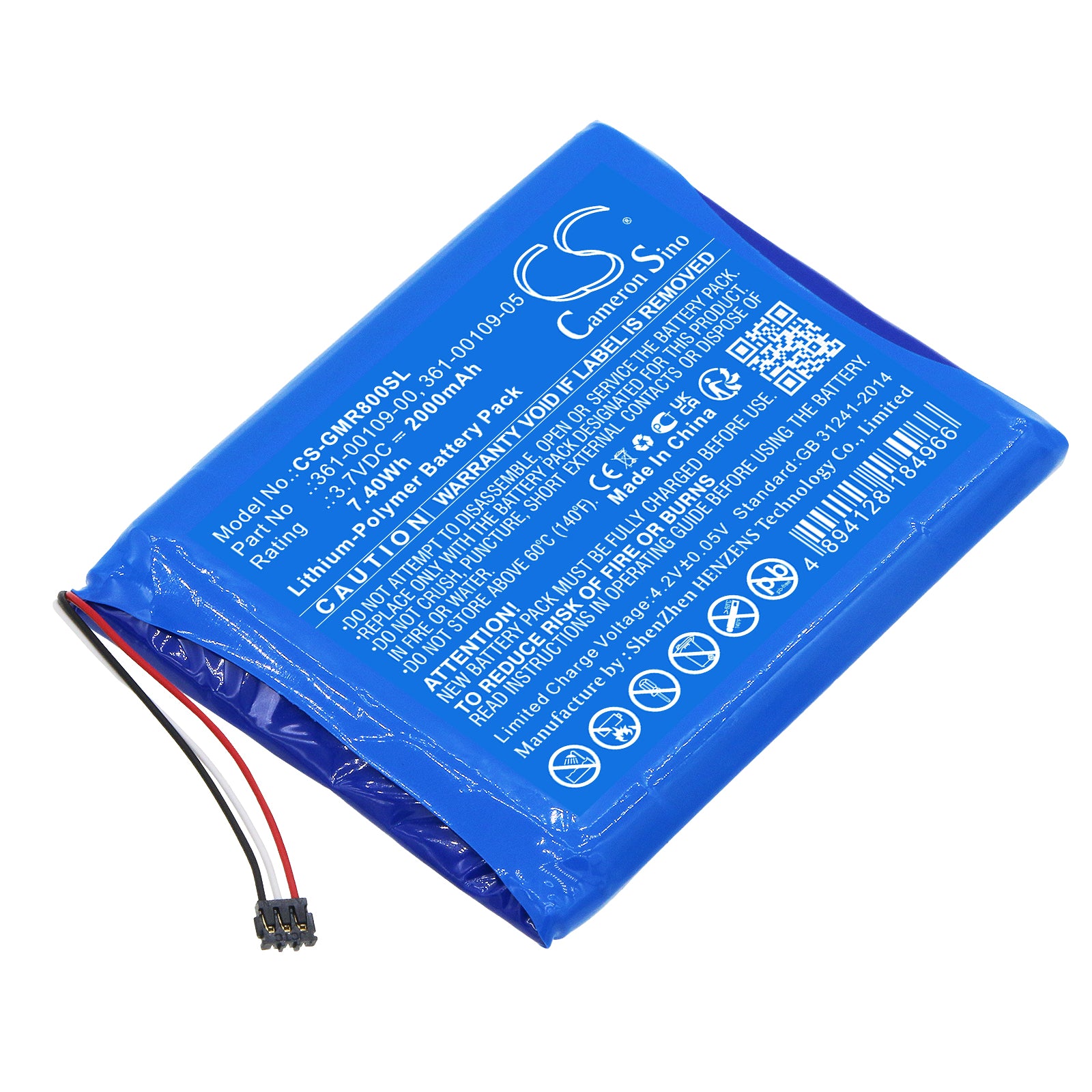 2000mAh Replacement Battery for Garmin DEZL OTR800 & Overlander GPS - 3.7V Li-Polymer - 361-00109-00

