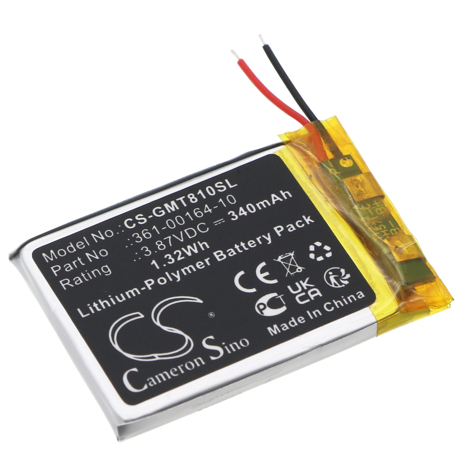 Garmin Instinct Solar STD-810G Smartwatch Replacement Battery: 340mAh Li-Polymer, Replaces 361-00164-10
