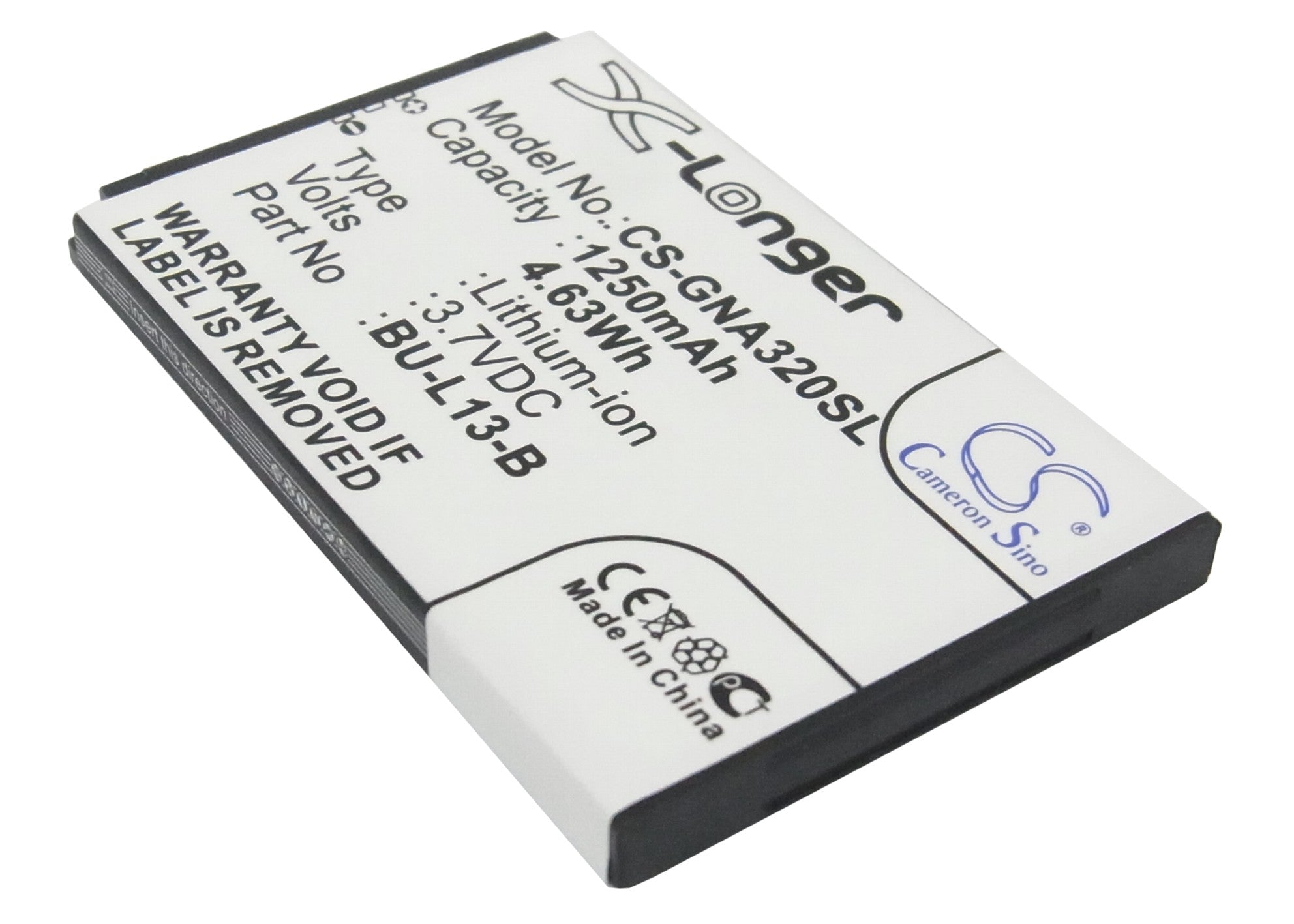GIONEE A320 A350 W360 W368 Smartphone Battery - 1250mAh 3.7V Li-ion Replacement - BU-L13-B
