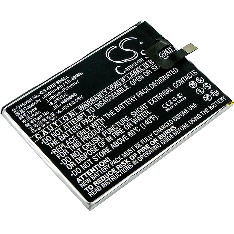 GIONEE F5/F5L Dual SIM Replacement Battery - 4000mAh Li-Polymer - BL-N4000C, 3.85V, 15.40Wh