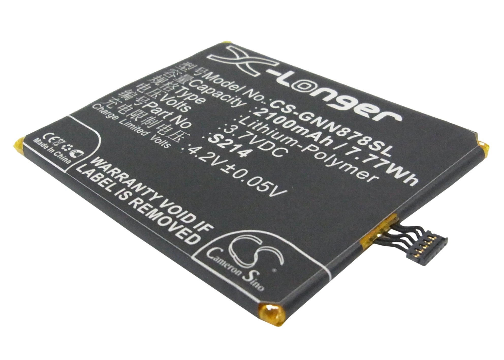 GIONEE GN878 Smartphone Battery - 2100mAh 3.7V Li-Polymer Replacement - Size: 69.73x56.05x4.15mm
