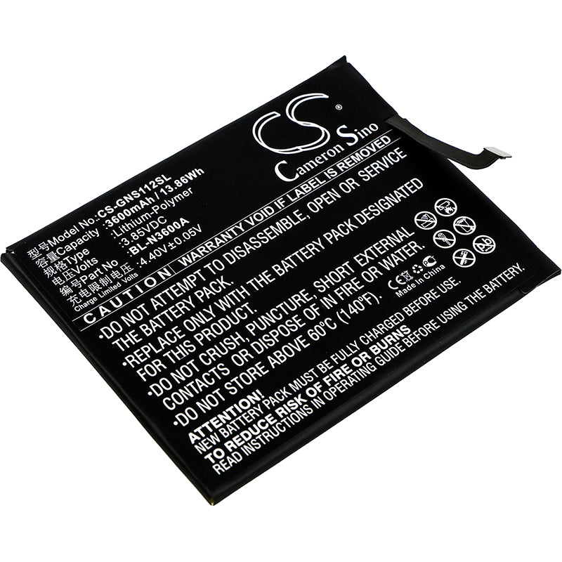 GIONEE S11s Replacement Battery - 3600mAh BL-N3600A, 3.85V Li-Polymer, Dual SIM Compatible 
