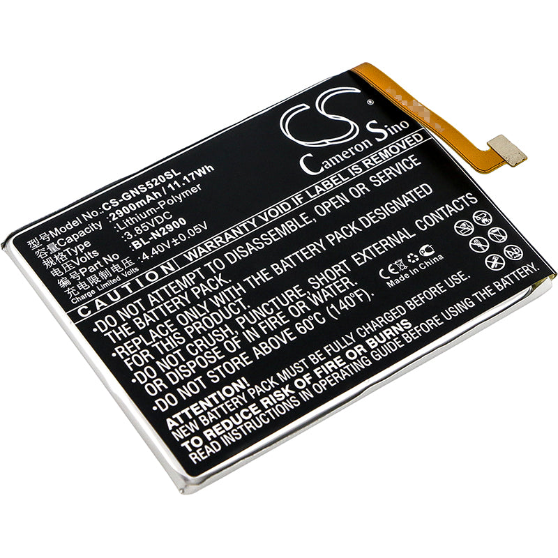 2900mAh Replacement Battery for GIONEE S5/GN3001/GN3001L Smartphone - 3.85V Li-Polymer - Extended Life
