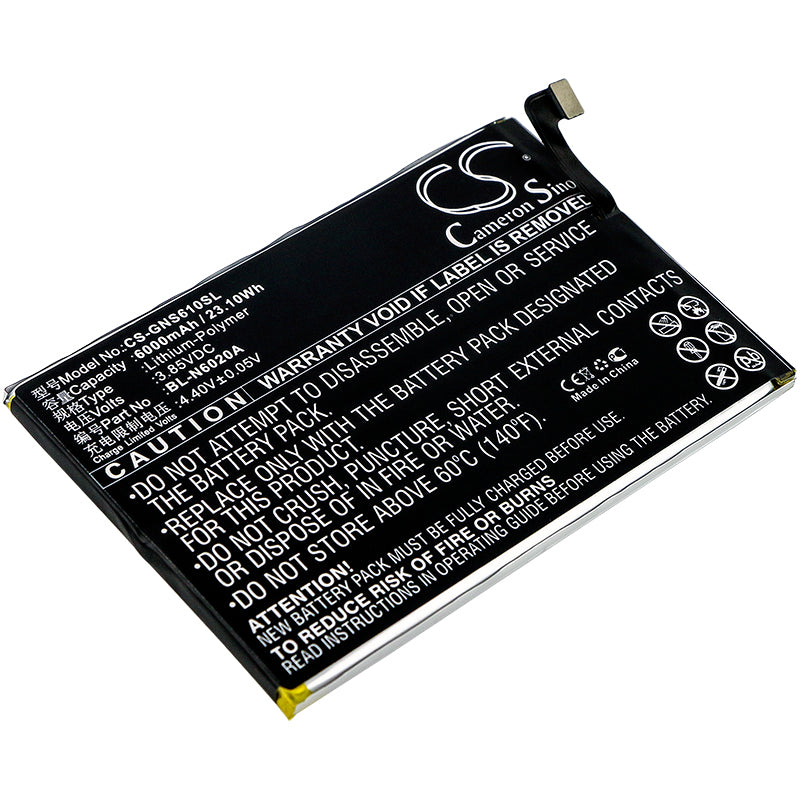 GIONEE M6s Plus Battery - 6000mAh BL-N6020A Replacement - 3.85V Li-Polymer - High Capacity Smartphone Battery
