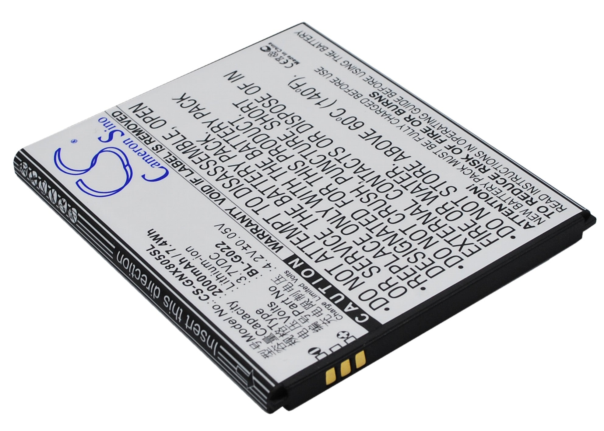 GIONEE X805 Smartphone Battery - 2000mAh 3.7V Li-ion Replacement (BL-G022, 7.4Wh)
