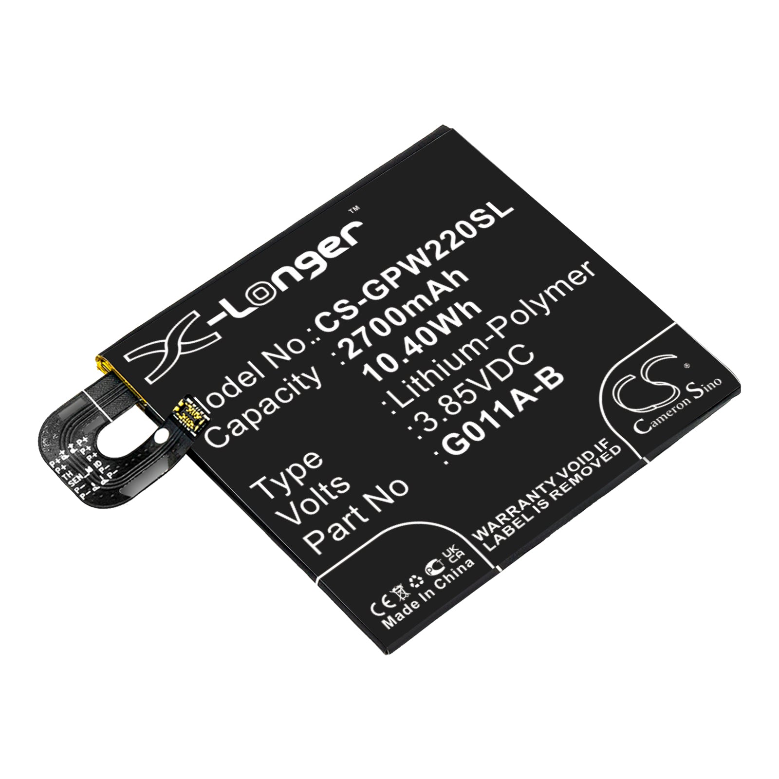 2700mAh Replacement Battery for Google Pixel 2 G011A - Premium Li-Polymer, 3.85V, 10.40Wh
