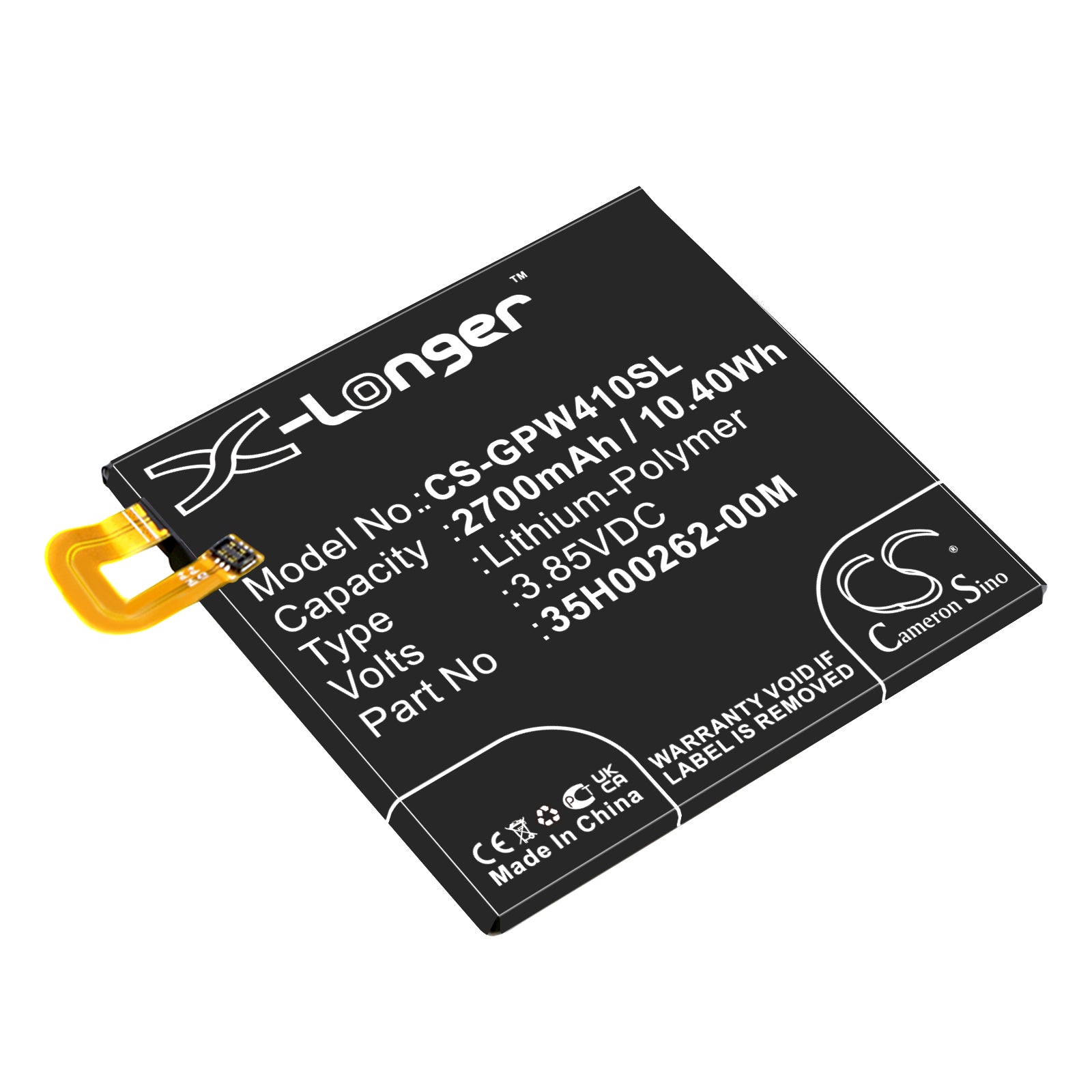 2700mAh Replacement Battery for Google Pixel, Nexus S1 (B2PW4100) - 3.85V 10.40Wh Li-Polymer
