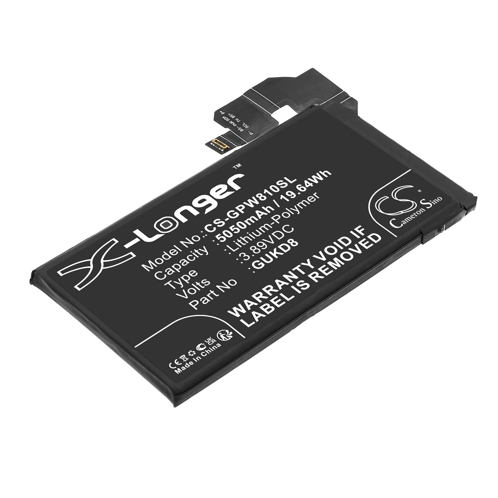 5050mAh Replacement Battery for Google Pixel 8 Pro 5G - GC3VE, GUKD8 - 3.89V Li-Polymer
