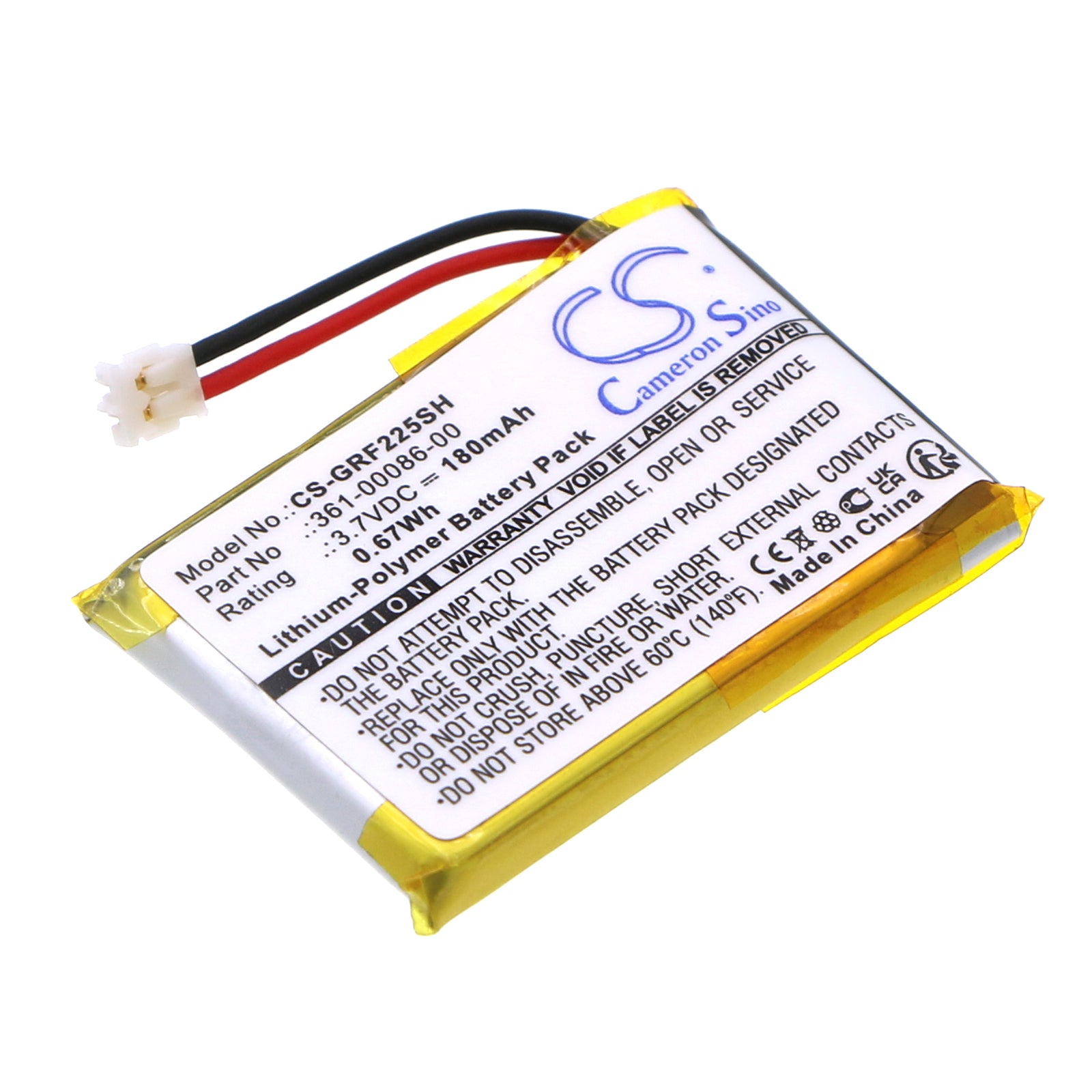 180mAh 3.7V Li-Polymer Replacement Battery for Garmin Forerunner, Approach, Instinct, Fenix, Vivoactive Smartwatches
