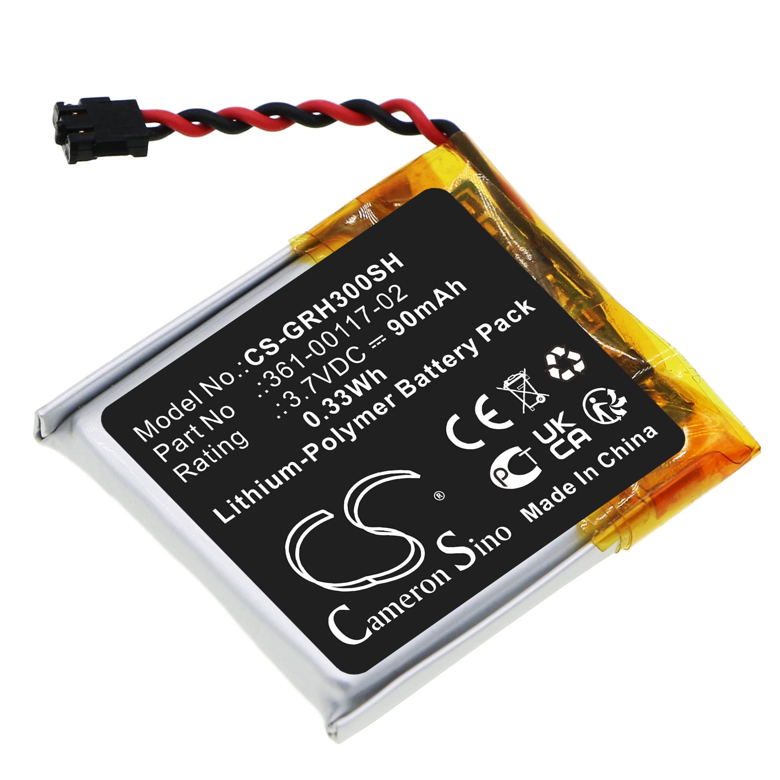 90mAh 3.7V Li-Polymer Replacement Battery for Garmin Forerunner 30 GPS Smartwatch - 22.6x20x3.5mm
