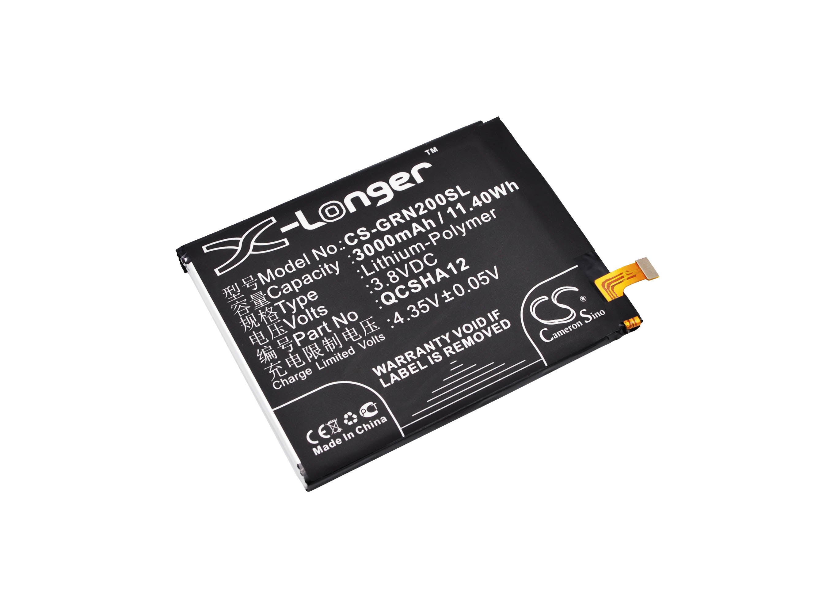 Green Orange N2 JL610 Smartphone Replacement Battery - 3000mAh, 3.8V Li-Polymer, 73x57.25x4.78mm
