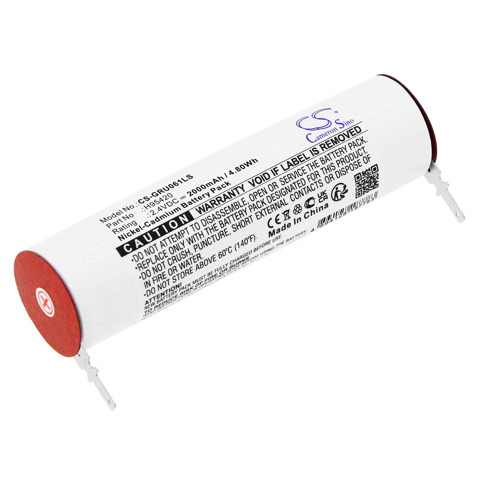2000mAh Ni-CD Replacement Battery for Legrand Emergency Light 061892, 2KRMT 23/43, 160SCKT2AX - 2.4V 4.8Wh (86.8x22.4x22.4mm)
