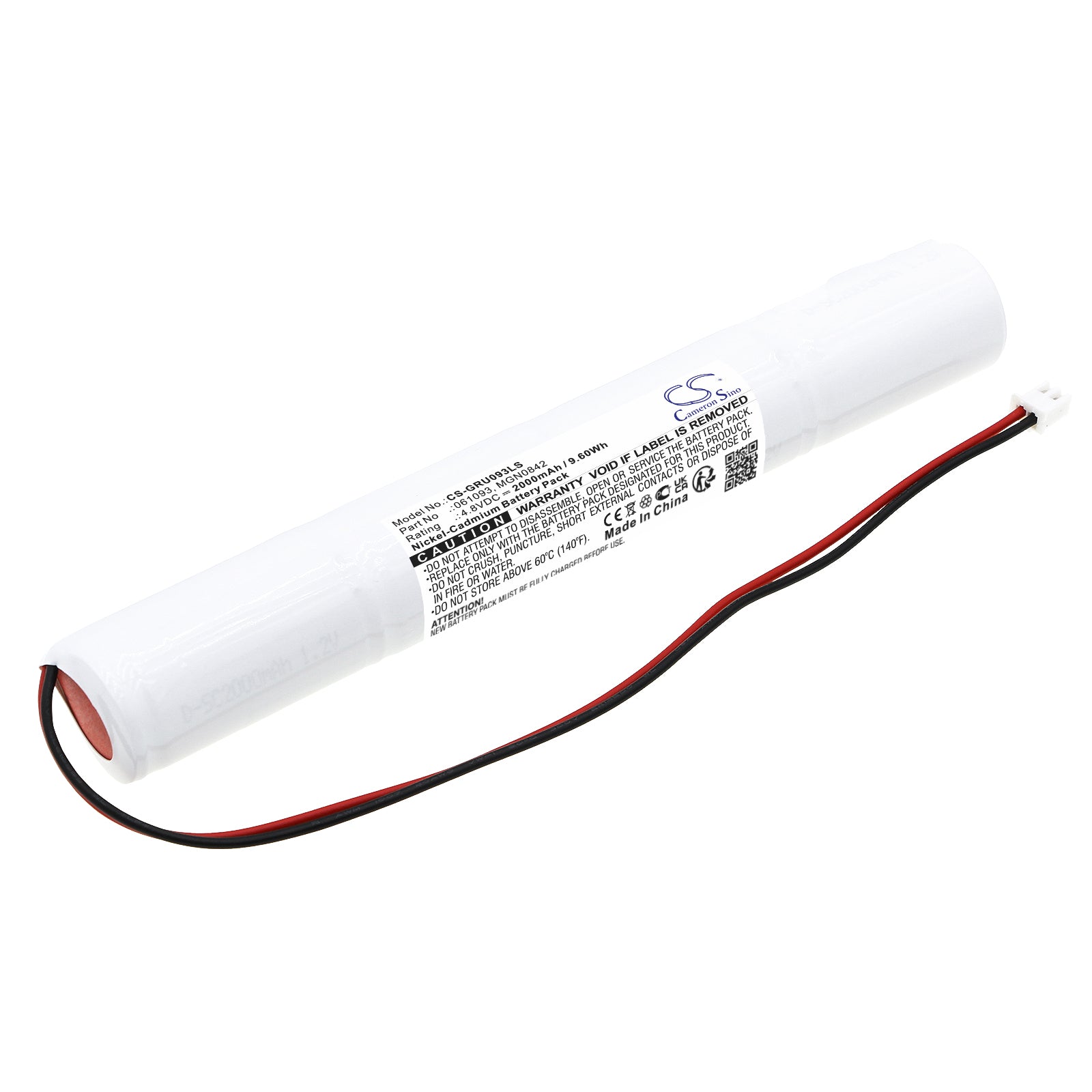 2000mAh 4.8V Ni-CD Replacement Battery for Legrand IP66 ECO1 Emergency Light - 168x24x23mm
