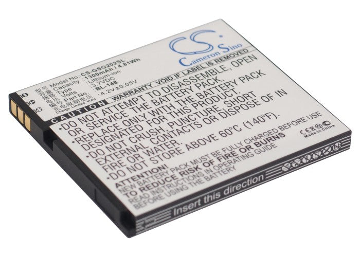 Gigabyte Gsmart GS202 Battery - 1300mAh, 3.7V Li-ion Replacement - BL-148 Model Smartphone Battery
