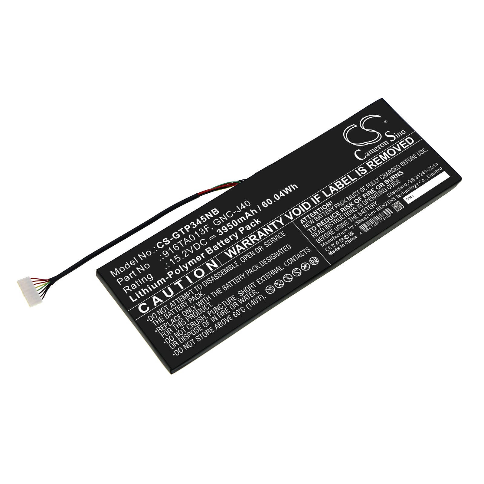 60Wh Battery for Gateway P34W, Gigabyte P34 Series - 15.2V Li-Polymer Laptop Replacement Battery - 3950mAh
