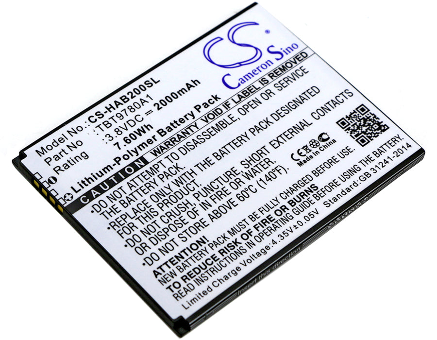2000mAh Replacement Battery for Highscreen Thor & Nibiru H1 Smartphones - 3.8V Li-Polymer Battery (76.2x58.5x4mm)
