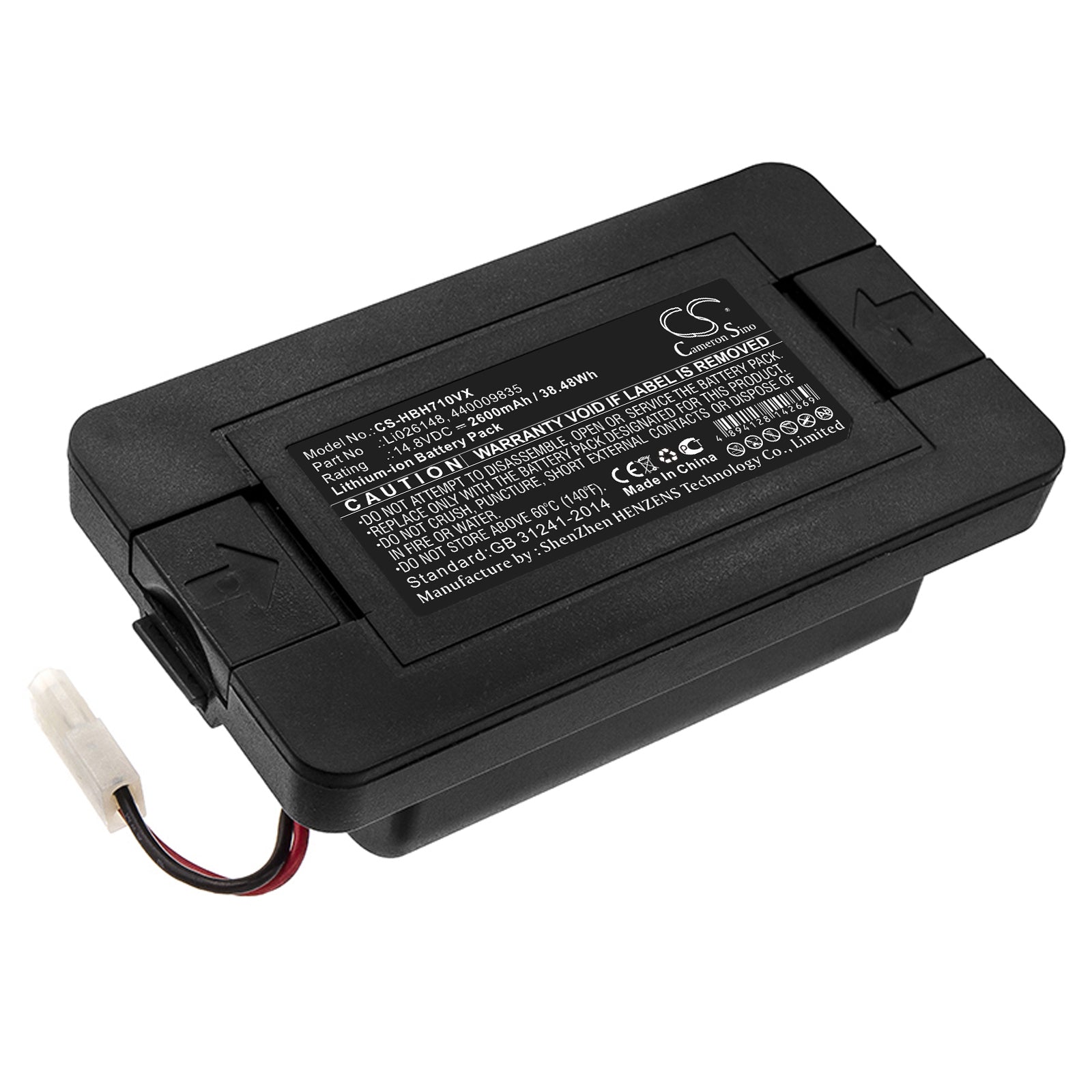 2600mAh Li-ion Replacement Battery for Bobsweep Bob Pro & Hoover Quest 1000 Robot Vacuum - 14.8V 
