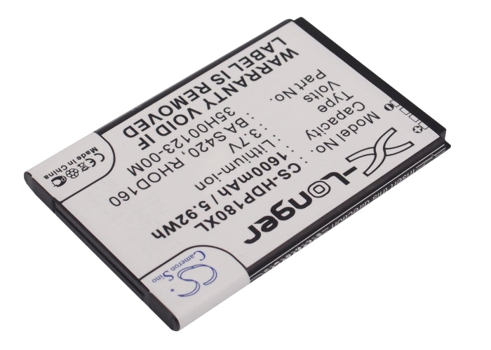 1600mAh 3.7V Li-ion Replacement Battery for AT&T Tilt2, HTC Touch Pro 2, EVO 4G Smartphones
