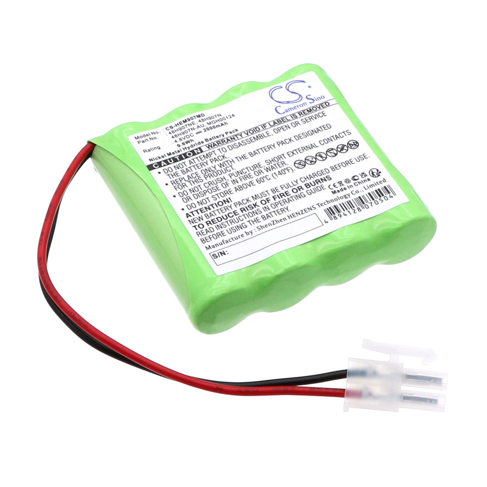 2000mAh Ni-MH Replacement Battery for OMRON HEM-907/907XL Blood Pressure Monitor, 4.8V, 9.6Wh
