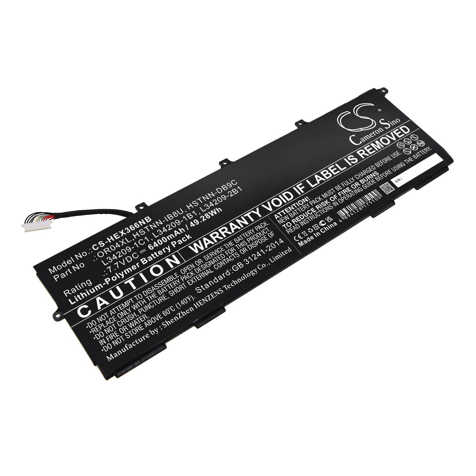 6400mAh Battery for HP EliteBook X360 830 G6 Laptop - 7.7V 49.28Wh Li-Polymer OR04XL Replacement
