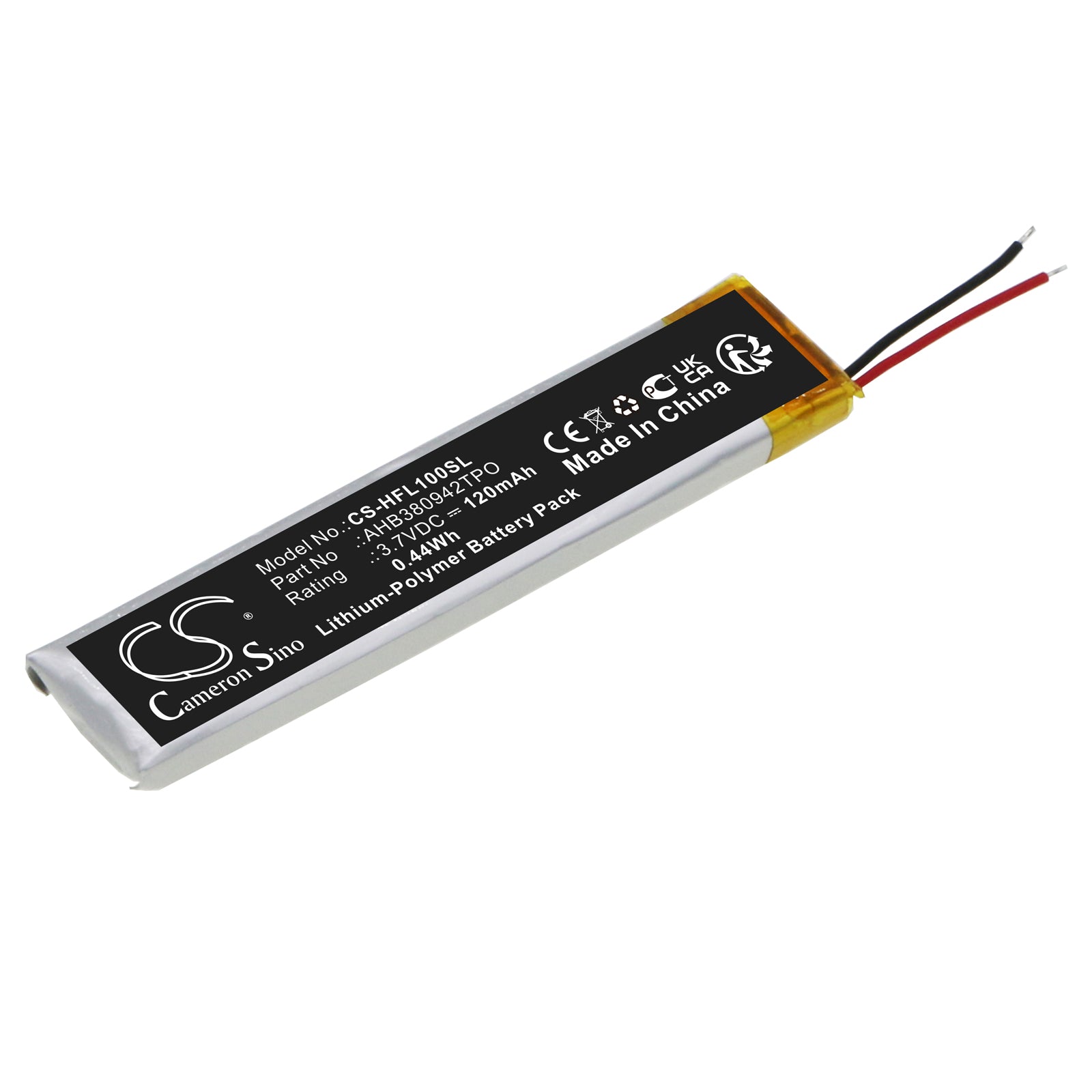 120mAh Replacement Battery for Huawei FreeLace Wireless Headset - AHB380942TPO - 3.7V Li-Polymer
