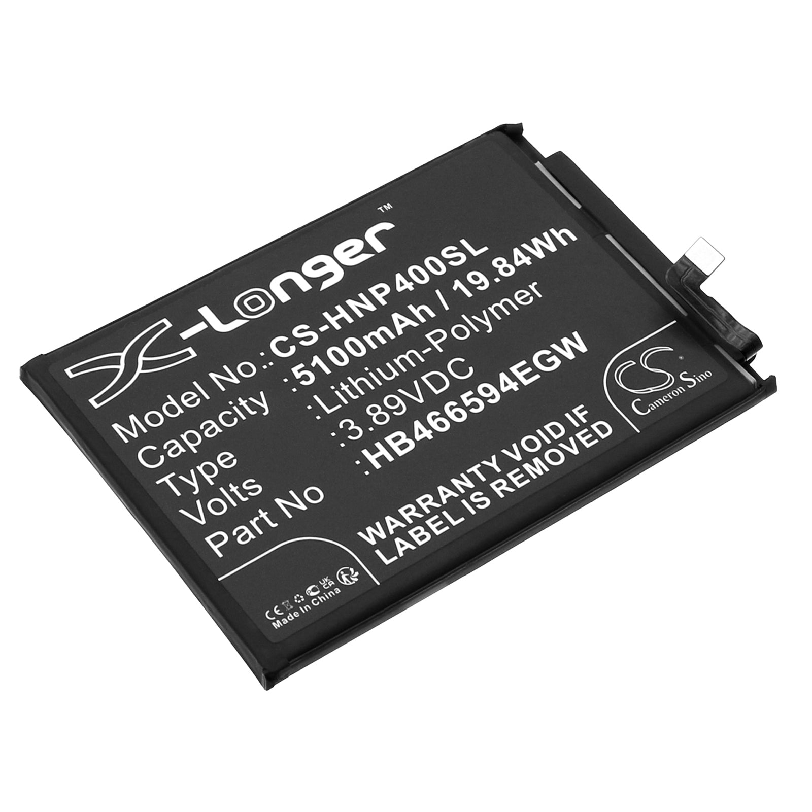 Honor Play 40 Replacement Battery HB466594EGW - 5100mAh, 3.89V Li-Polymer - Extended Life Mobile Phone Battery
