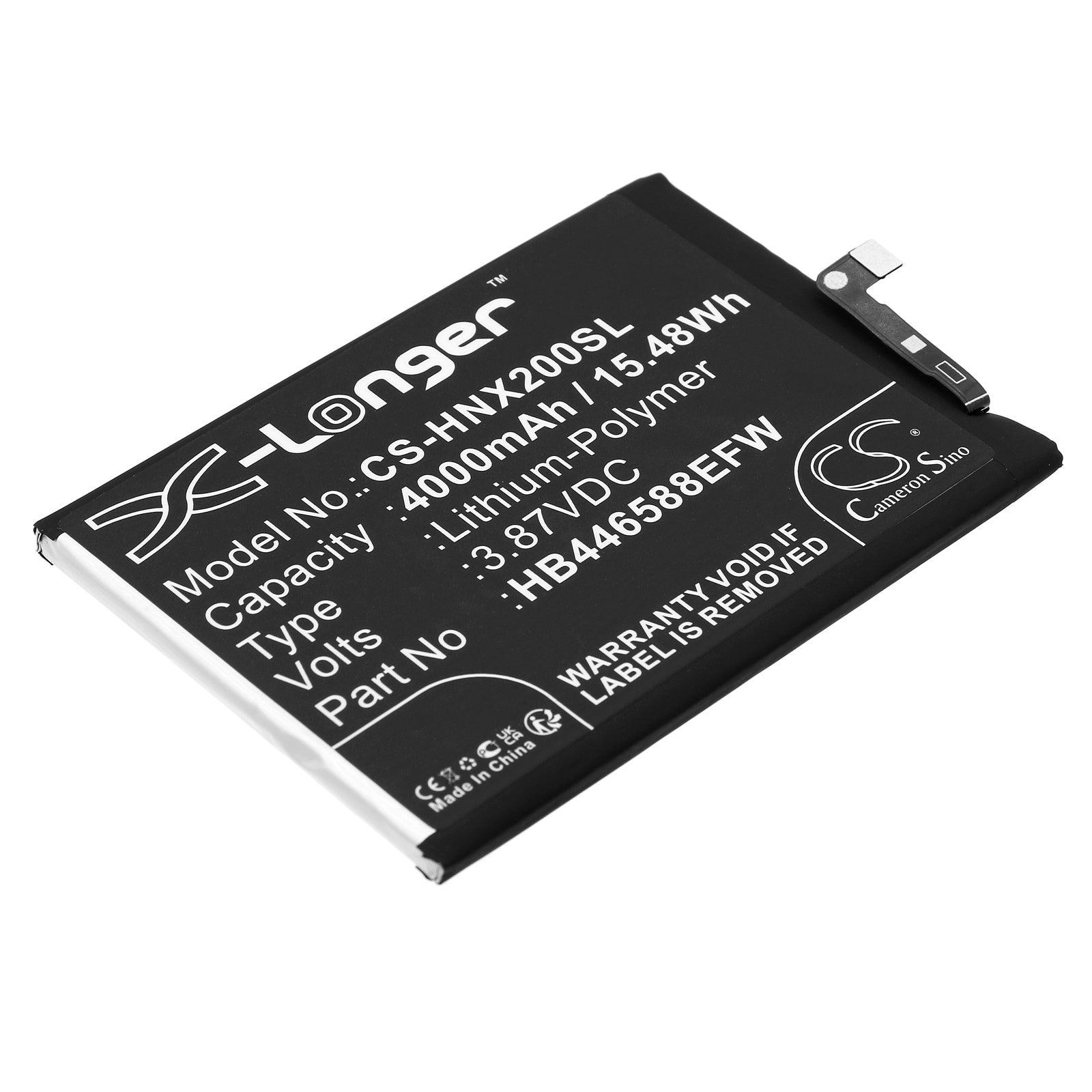 4000mAh Replacement Battery for Honor X20 SE 5G CHL-AN00 Smartphone - HB446588EFW Li-Polymer Internal Battery
