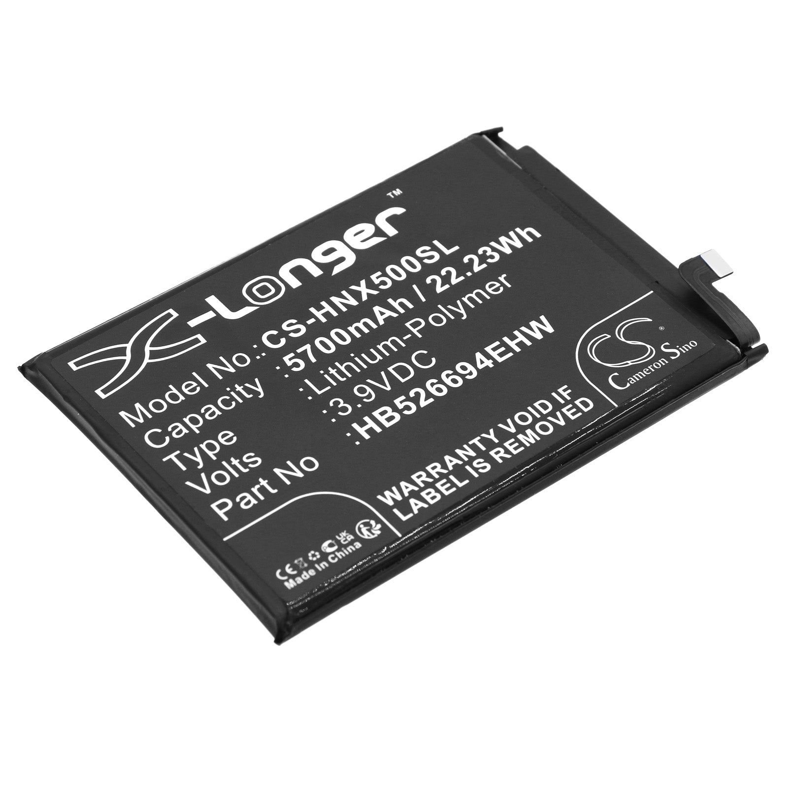 Honor X50 & X50i Battery: 5700mAh Replacement - HB526694EHW, 3.9V, 22.23Wh Li-Polymer Smartphone Battery
