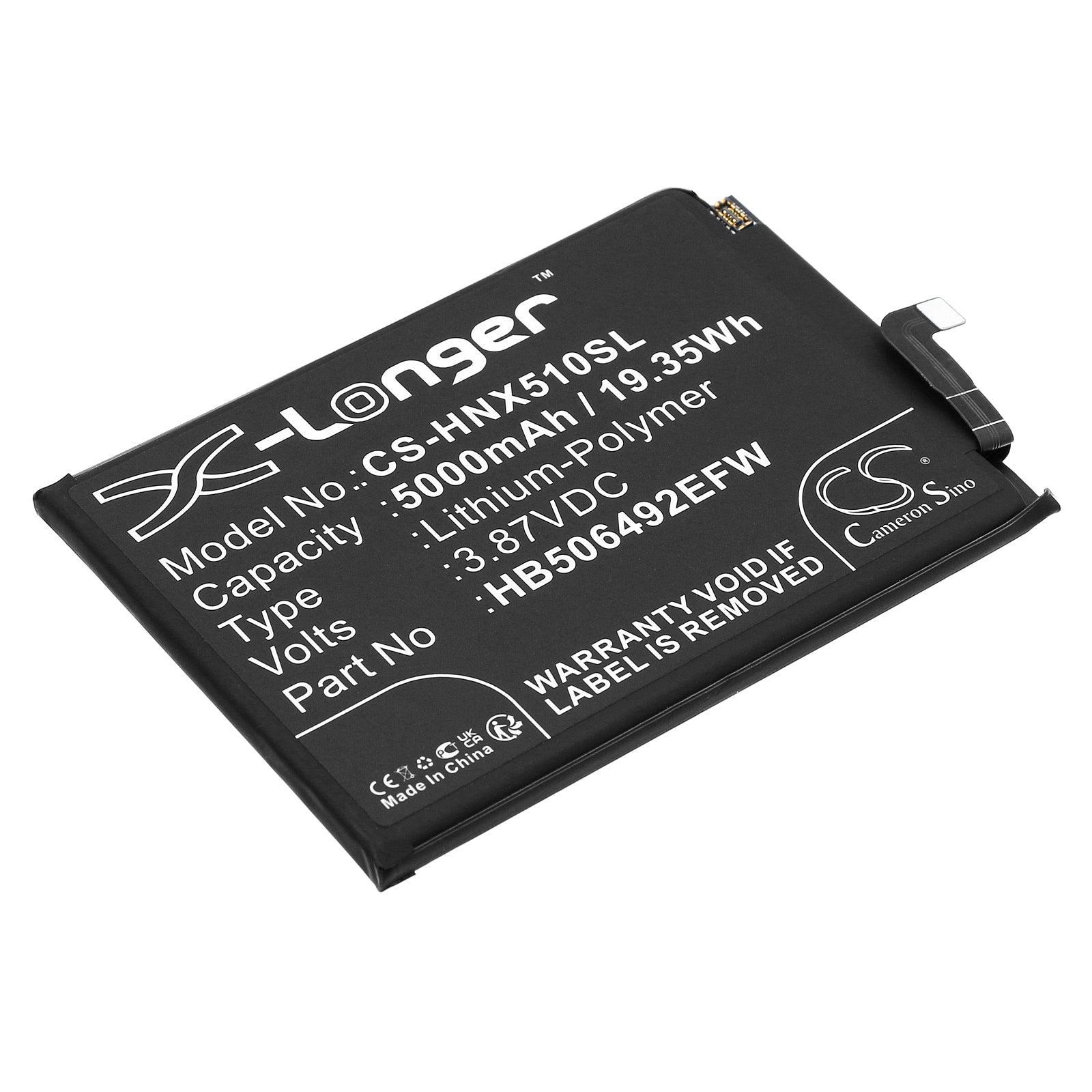 Honor Magic 5 Lite, X9a 5G Battery (RMO-NX3, RMO-NX1) - 5000mAh Replacement - HB506492EFW Li-Polymer 3.87V 19.35Wh
