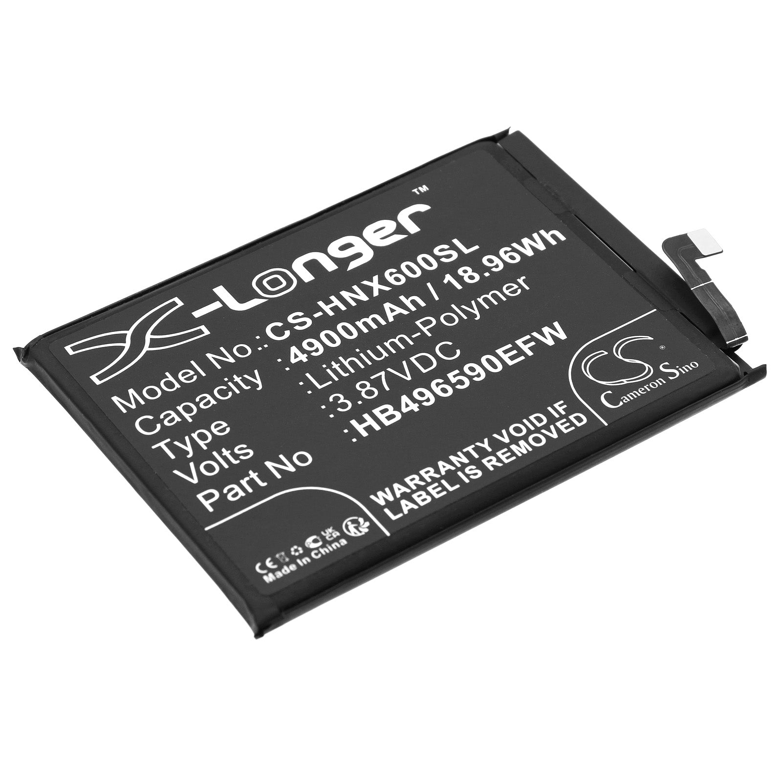 4900mAh Honor Play 20 X7 X8 5G 90 Lite Battery Replacement - HB496590EFW Li-Polymer Cell
