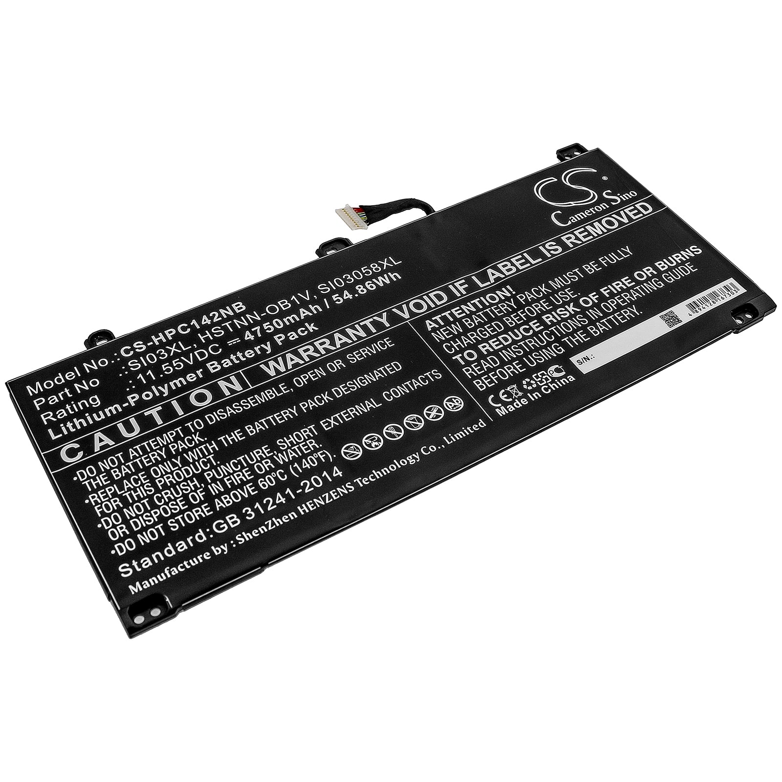 4750mAh Replacement Battery for HP Chromebook 14B - SI03XL, HSTNN-OB1V - 11.55V 54.86Wh Laptop
